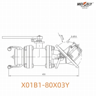 X01B1-80X03Y Fußventil mit Schmetterlingsventil für Tankwagen